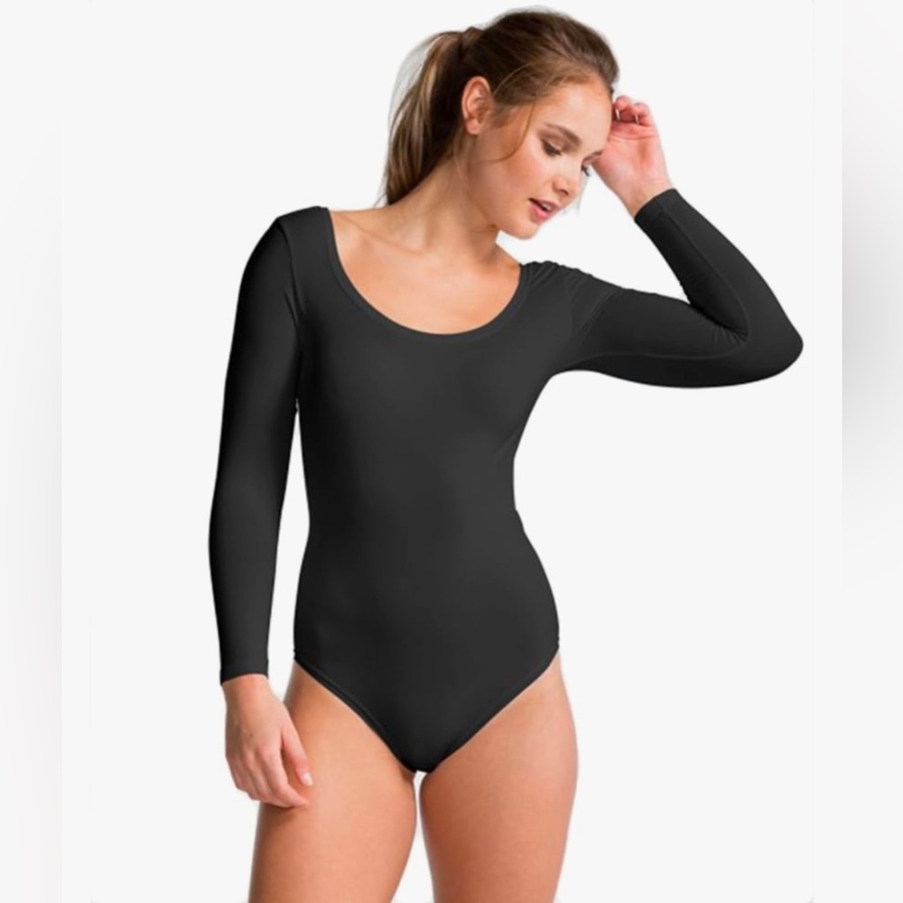 $60 Spanx Long Sleeve Base Bodysuit FS6015, Very Black Size M NWT